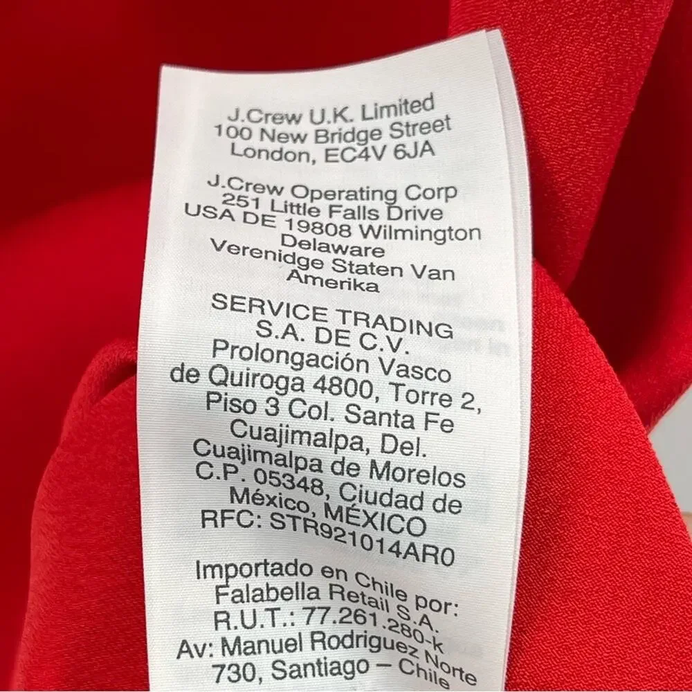 J. Crew Ruffle Front V-Neck Sleeveless Blouse Layering Top Satin Red Size Small